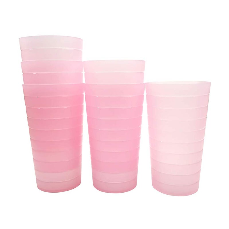 KX-WARE Mixed Drinkware 22-ounce Plastic Tumblers/Drinking Glasses/Party Cups/Iced Tea Glasses, Set of 12 Pink | Unbreakable, Dishwasher Safe, BPA Free - Image 1
